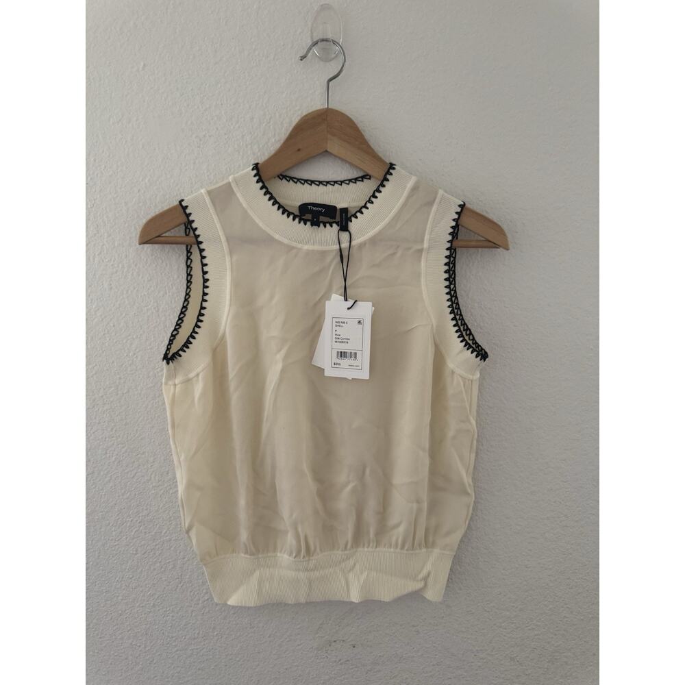 Theory NWT Silk Stitch Trim Sleeveless Top Size P or 0 $355